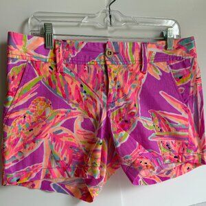 Lilly Pulitzer Purple Tropical Print Cotton Callahan Shorts Size 6